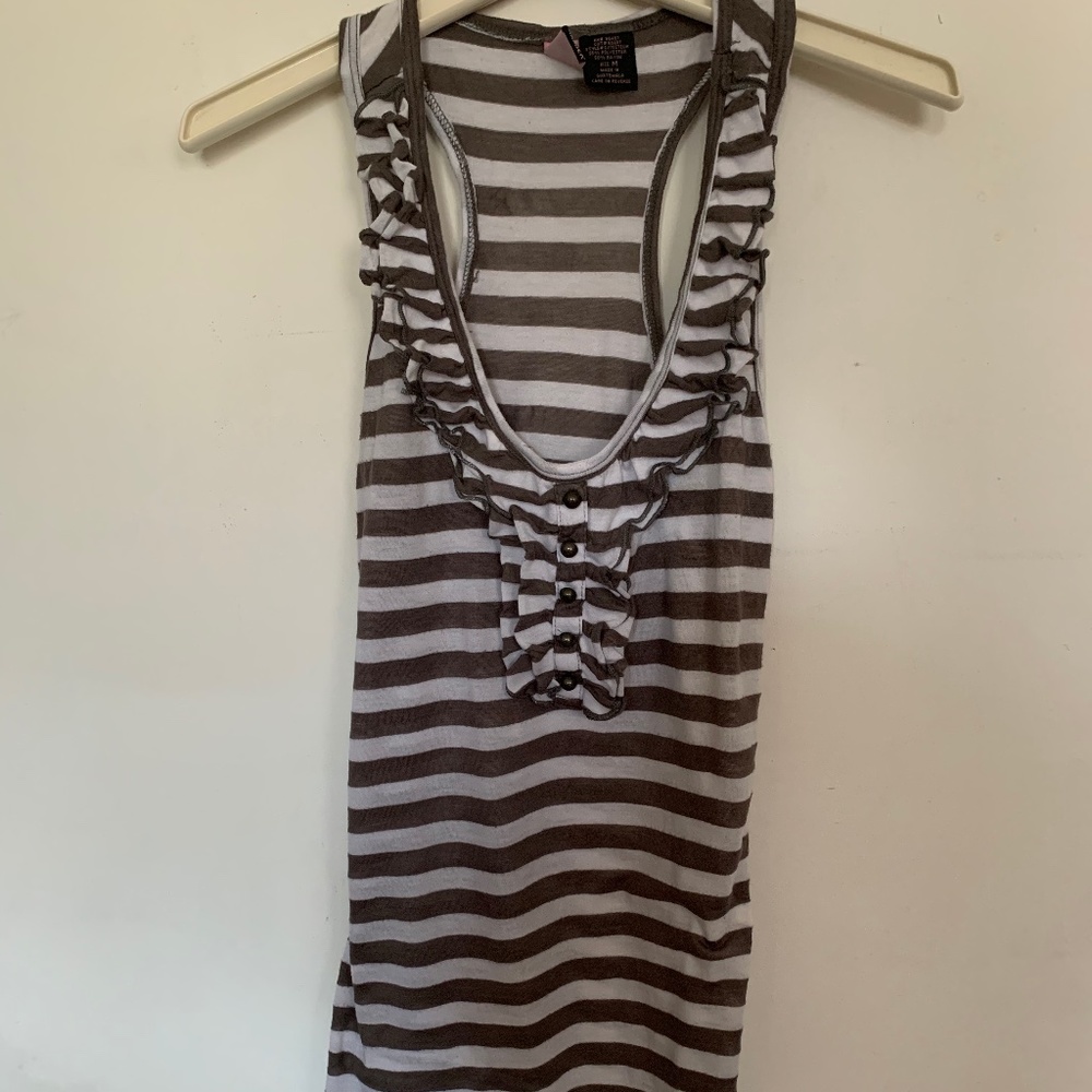 Gray & White Striped Tank